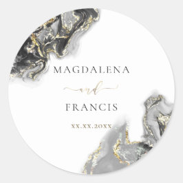 ブラック金ゴールド結婚インクの四角いシール ラウンドシール