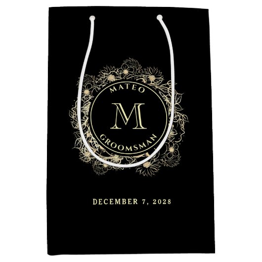 ブラック金ゴールド結婚グロムスマン抱き枕 ミディアムペーパーバッグ (正面)