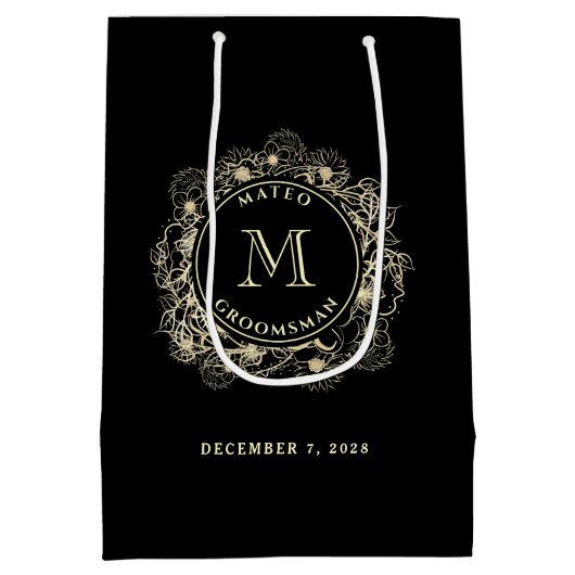 ブラック金ゴールド結婚グロムスマン抱き枕 ミディアムペーパーバッグ (裏面)