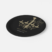 ブラック金ゴールド結婚シャンデリア ペーパープレート (アングル)
