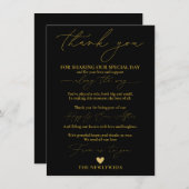 ブラック金ゴールド結婚ズサンキュープレイスセッティング メニュー (正面/裏面)