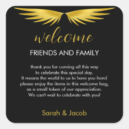 ブラック金ゴールド結婚ズ歓迎抱き枕 スクエアシール