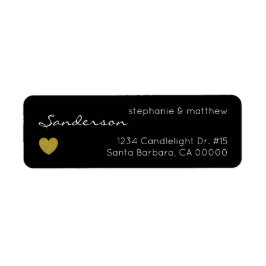 ブラック金ゴールド結婚ハート差出人住所 ラベル