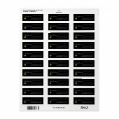 ブラック金ゴールド結婚ハート差出人住所 ラベル (フルシート)