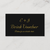 ブラック金ゴールド結婚モノグラムのドリンク券カード 名刺 (正面)