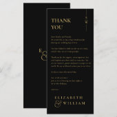 ブラック金ゴールド結婚モノグラム感謝座席表 メニュー (正面/裏面)