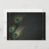 ブラック金ゴールド結婚孔雀 招待状 (裏面)