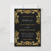 ブラック金ゴールド結婚式招待状テンプレートあなたのデザイン 招待状 (正面)
