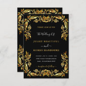 ブラック金ゴールド結婚式招待状テンプレートあなたのデザイン 招待状 (正面/裏面)