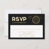 ブラック金ゴールド結婚Groovyの食事の選択RSVPカード 出欠カード (正面)