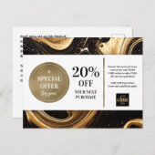 ブラック金ゴールド絵を描スワーズクーポン割引はがき ポストカード (正面/裏面)