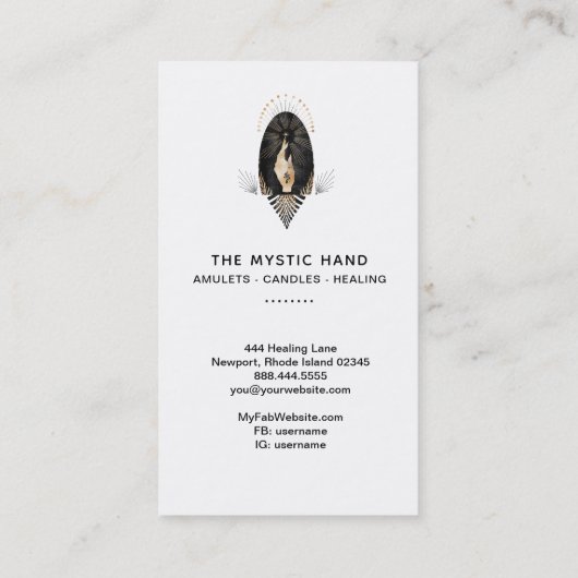 *~*ブラック金ゴールド線神秘的な手の蛇の星 名刺 (裏面)