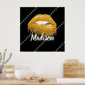 ブラック金ゴールド美しいリップカスタムギフトパーソナライズされた ポスター (キッチン)