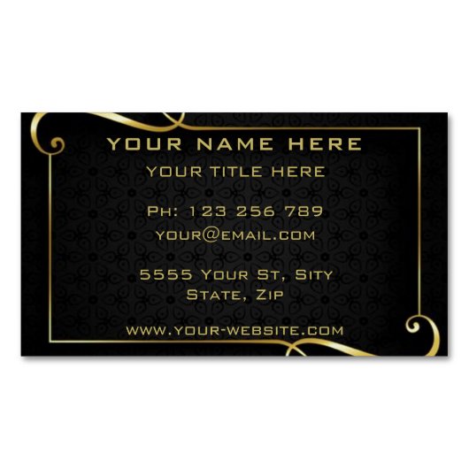 ブラック金ゴールド自分のデザイン名刺マグネット マグネット名刺 (正面)