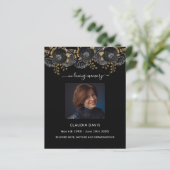 ブラック金ゴールド花模様写真葬儀プログラム (スタンド正面)