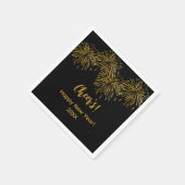 ブラック金ゴールド花火ハッピーニューイヤーパーティー スタンダードカクテルナプキン (角)