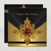 ブラック金ゴールド華美ジュエル30歳の誕生日パーティー 招待状 (正面/裏面)