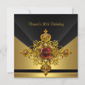 ブラック金ゴールド華美ジュエル30歳の誕生日パーティー 招待状 (正面)