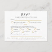 ブラック金ゴールド葉モノグラム結婚ミールイベント 出欠カード (裏面)