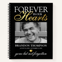 ブラック金ゴールド葬儀フォトメモリアル ノートブック