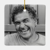 ブラック金ゴールド葬儀写真記念クリスマス セラミックオーナメント (裏面)