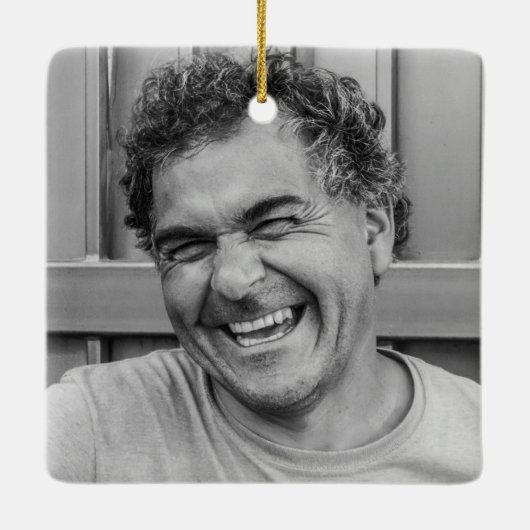 ブラック金ゴールド葬儀写真記念クリスマス セラミックオーナメント (裏面)