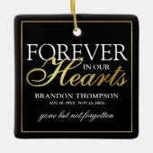 ブラック金ゴールド葬儀写真記念クリスマス セラミックオーナメント (正面)