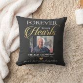 ブラック金ゴールド葬儀写真追悼碑 クッション (ブランケット)