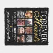 ブラック金ゴールド葬儀写真追悼碑 フリースブランケット (正面(横))