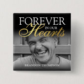 ブラック金ゴールド葬儀写真追悼碑 缶バッジ (正面)