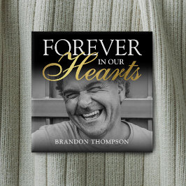 ブラック金ゴールド葬儀写真追悼碑 缶バッジ