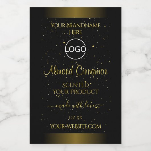 ブラック金ゴールド製品ラベルグリッター散布ロゴ フードラベル (シングルラベル)