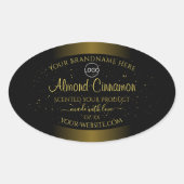 ブラック金ゴールド製品ラベルグリッター散布ロゴ 楕円形シール (正面)