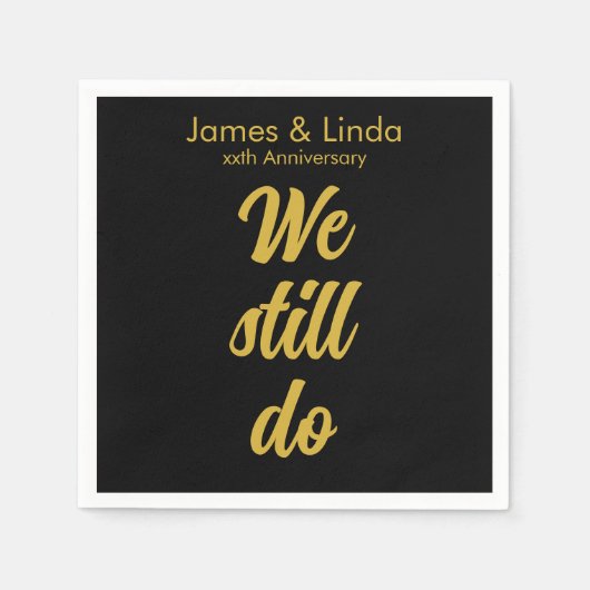 ブラック金ゴールド記念日パーティーサービス私たちはまだ行う スタンダードカクテルナプキン (正面)