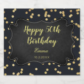 ブラック金ゴールド誕生日グリッターグラム ビールラベル (シングルラベル)