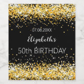 ブラック金ゴールド誕生日パーティー ワインラベル (シングルラベル)