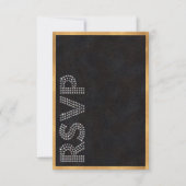 ブラック金ゴールド豪華な結婚式RSVP食品アレルギー 出欠カード (正面)