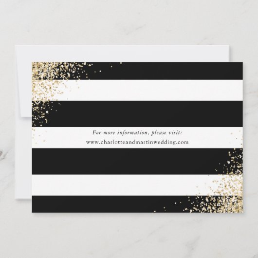 ブラック金ゴールド赤面ピンクウォーターカラーフローラ結婚ズ セーブザデート (裏面)