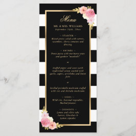 ブラック金ゴールド赤面ピンクウォーターカラーフローラ結婚ズ メニュー