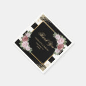 ブラック金ゴールド赤面ピンクフローラサンキュー結婚ズ スタンダードカクテルナプキン (角)