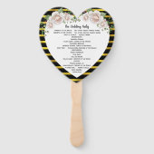 ブラック金ゴールド赤面ピンクローズ結婚式 プログラムファン ハンドファン (裏面)