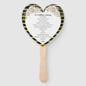 ブラック金ゴールド赤面ピンクローズ結婚式 プログラムファン ハンドファン (正面)