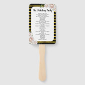 ブラック金ゴールド赤面ピンクローズ結婚式 プログラムファン ハンドファン (裏面)