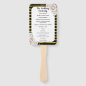 ブラック金ゴールド赤面ピンクローズ結婚式 プログラムファン ハンドファン (正面)