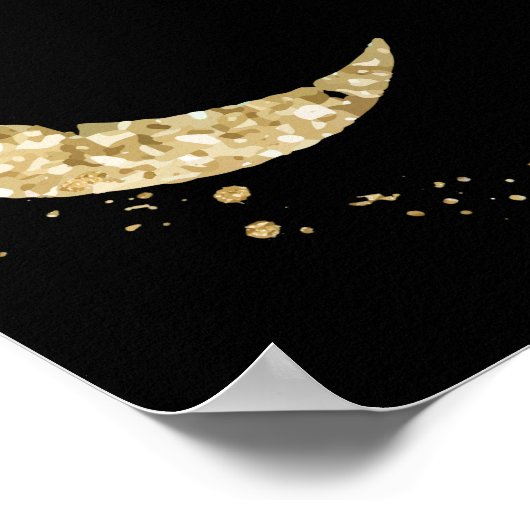 ブラック金ゴールド銀河系アウタースペースベビーシャワーウェルカム ポスター (角)