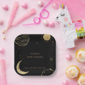 ブラック金ゴールド銀河系ムーンスターボーイベビーシャワー ペーパープレート (パーティー)