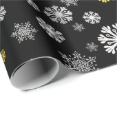 ブラック金ゴールド銀雪片ラッピング紙 ラッピングペーパー (ロールコーナー)