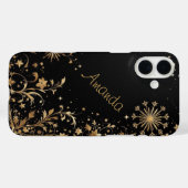 ブラック金ゴールド開花 Case-Mate iPhoneケース (裏面 (横))