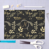 ブラック金ゴールド離れシックモノグラムレターズイニシャル 薄葉紙 (クラフト)