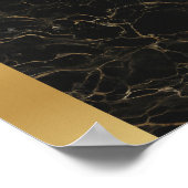 ブラック金ゴールド静脈大理石/金ゴールドア縁どート ポスター (角)